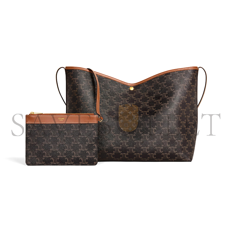 CELINE SOFT SHOPPER BAG IN TRIOMPHE CANVAS AND CALFSKIN 123912GXC.04LU (32.5*24.5*14cm)